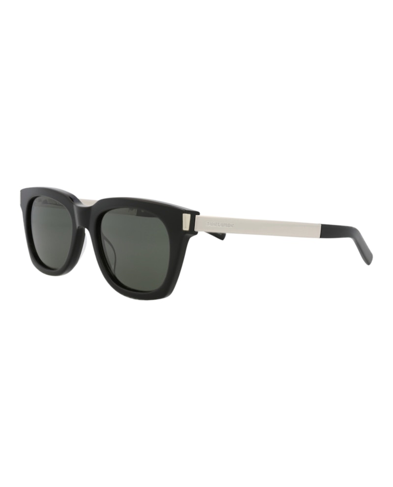 Saint Laurent Square-Frame Recycled Acetate Sunglasses Black Silver Grey (SL582-30014114-001)