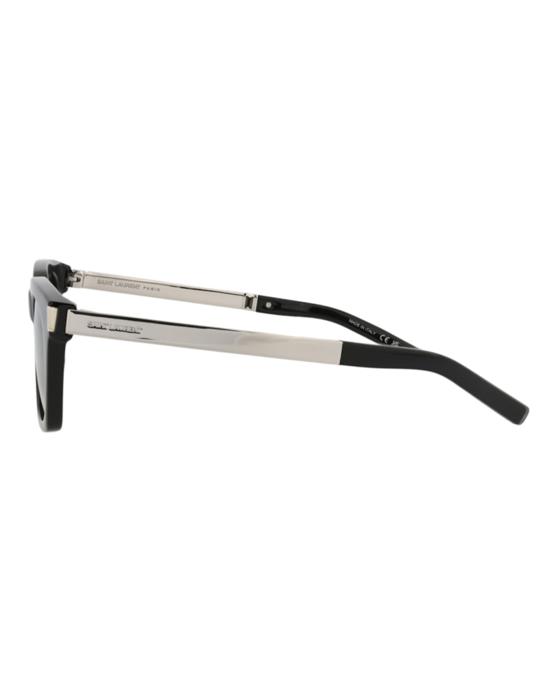 Saint Laurent Square-Frame Recycled Acetate Sunglasses Black Silver Grey (SL582-30014114-001)