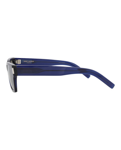 Saint Laurent Square-Frame Recycled Acetate Sunglasses Blue/Blue/Silver (SL402-30009329-015)
