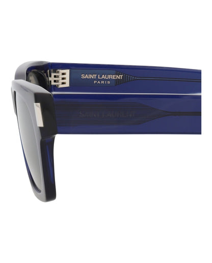 Saint Laurent Square-Frame Recycled Acetate Sunglasses Blue/Blue/Silver (SL402-30009329-015)