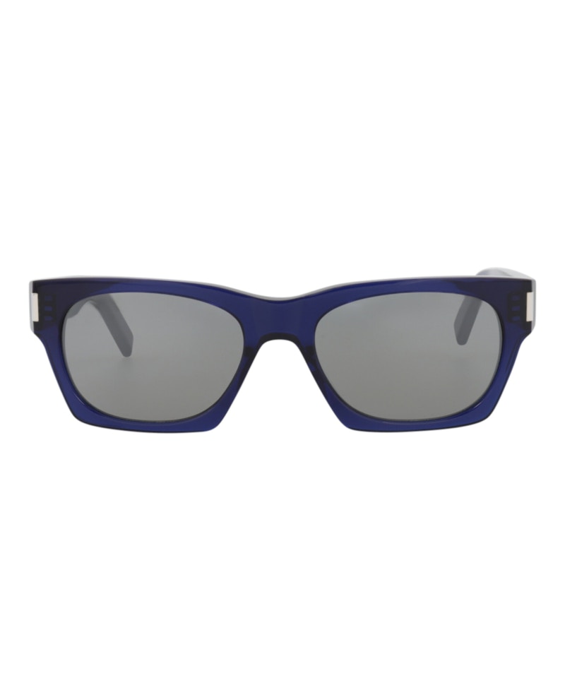 Saint Laurent Square-Frame Recycled Acetate Sunglasses Blue/Blue/Silver (SL402-30009329-015)