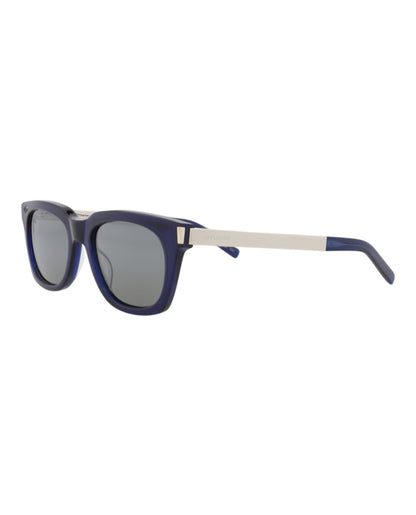 Saint Laurent Square-Frame Recycled Acetate Sunglasses Blue/Silver (SL582-30014114-003)