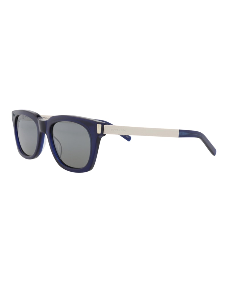 Saint Laurent Square-Frame Recycled Acetate Sunglasses Blue/Silver (SL582-30014114-003)
