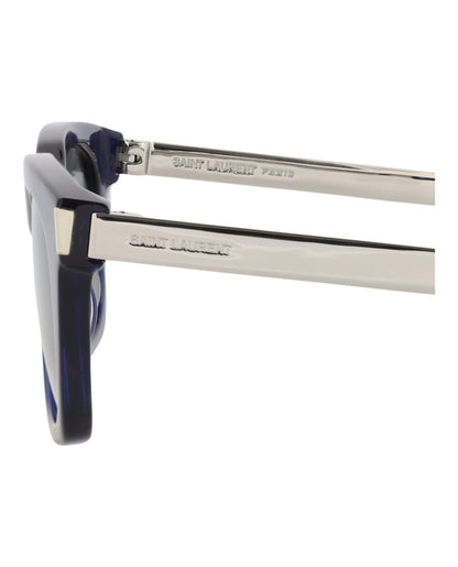 Saint Laurent Square-Frame Recycled Acetate Sunglasses Blue/Silver (SL582-30014114-003)