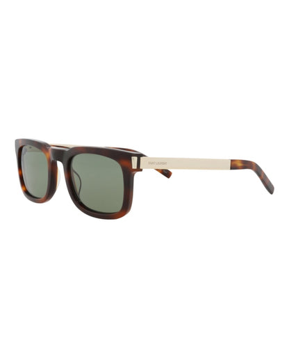 Saint Laurent Square-Frame Recycled Acetate Sunglasses Havana/Gold/Green (SL581-30014111-002)