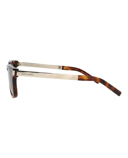Saint Laurent Square-Frame Recycled Acetate Sunglasses Havana/Gold/Green (SL581-30014111-002)