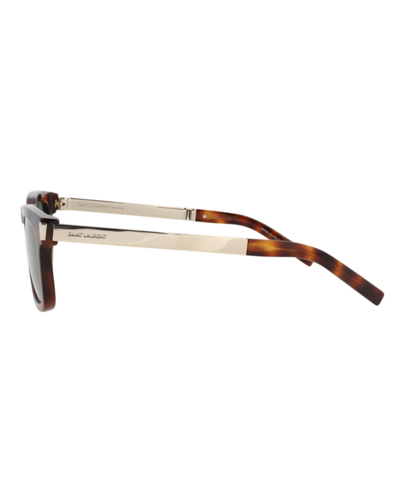 Saint Laurent Square-Frame Recycled Acetate Sunglasses Havana/Gold/Green (SL581-30014111-002)