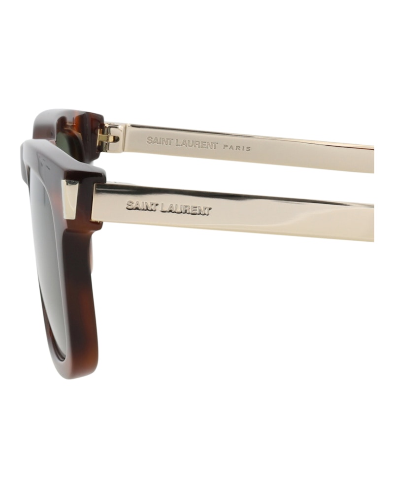 Saint Laurent Square-Frame Recycled Acetate Sunglasses Havana/Gold/Green (SL581-30014111-002)