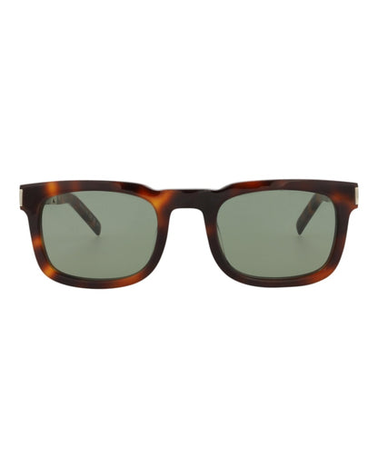 Saint Laurent Square-Frame Recycled Acetate Sunglasses Havana/Gold/Green (SL581-30014111-002)