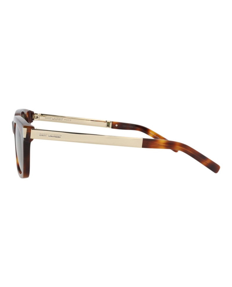Saint Laurent Square-Frame Recycled Acetate Sunglasses Havana/Gold/Green (SL582-30014114-002)