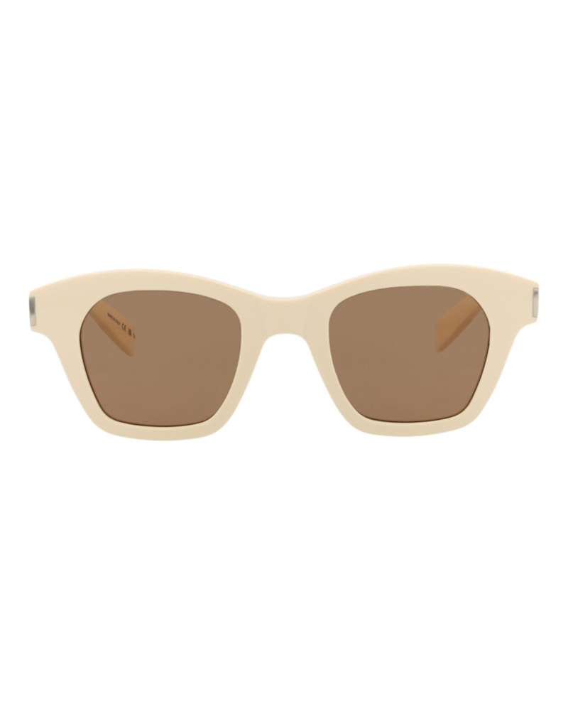 Saint Laurent Square-Frame Recycled Acetate Sunglasses Ivory Ivory Brown (SL592-30014072-004)