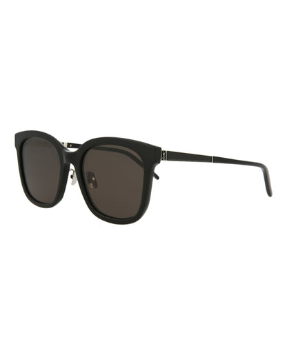 Saint Laurent Square Rectangle Sunglasses Black Silver Black (SLM77K-30009962-001)