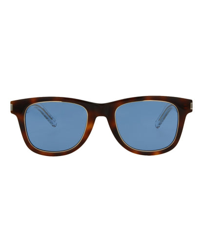 Saint Laurent Square Rectangle Sunglasses Havana/Crystal/Blue (SL51RIM-30013258-008)