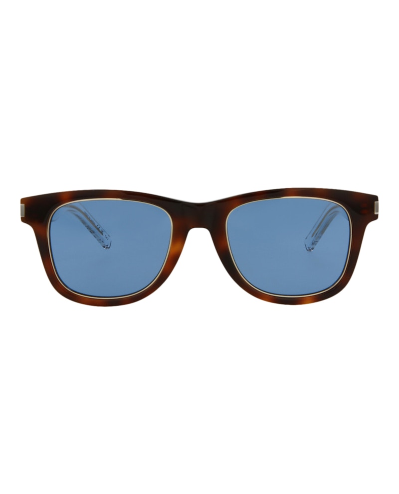 Saint Laurent Square Rectangle Sunglasses Havana/Crystal/Blue (SL51RIM-30013258-008)