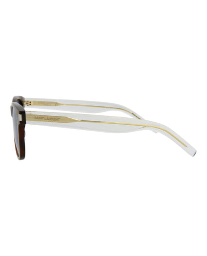 Saint Laurent Square Rectangle Sunglasses Havana/Crystal/Blue (SL51RIM-30013258-008)