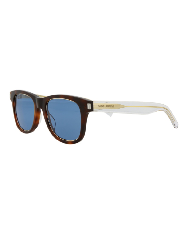 Saint Laurent Square Rectangle Sunglasses Havana/Crystal/Blue (SL51RIM-30013258-008)