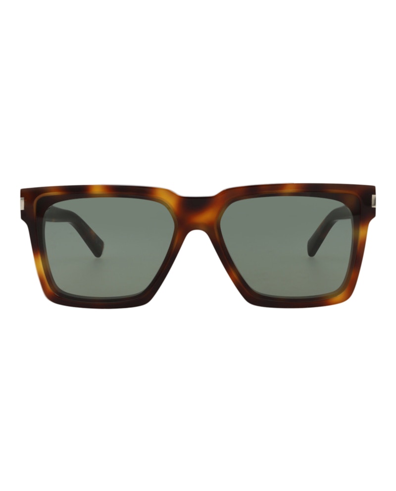 Saint Laurent Square Rectangle Sunglasses Havana Havana Green (SL610-30014609-003)
