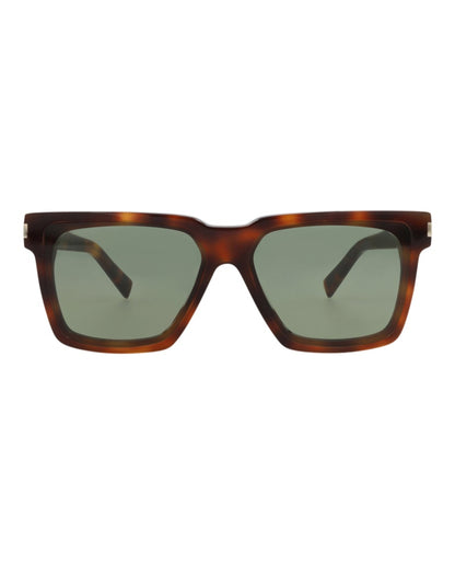 Saint Laurent Square Rectangle Sunglasses Havana Havana Green (SL610F-30014627-003)