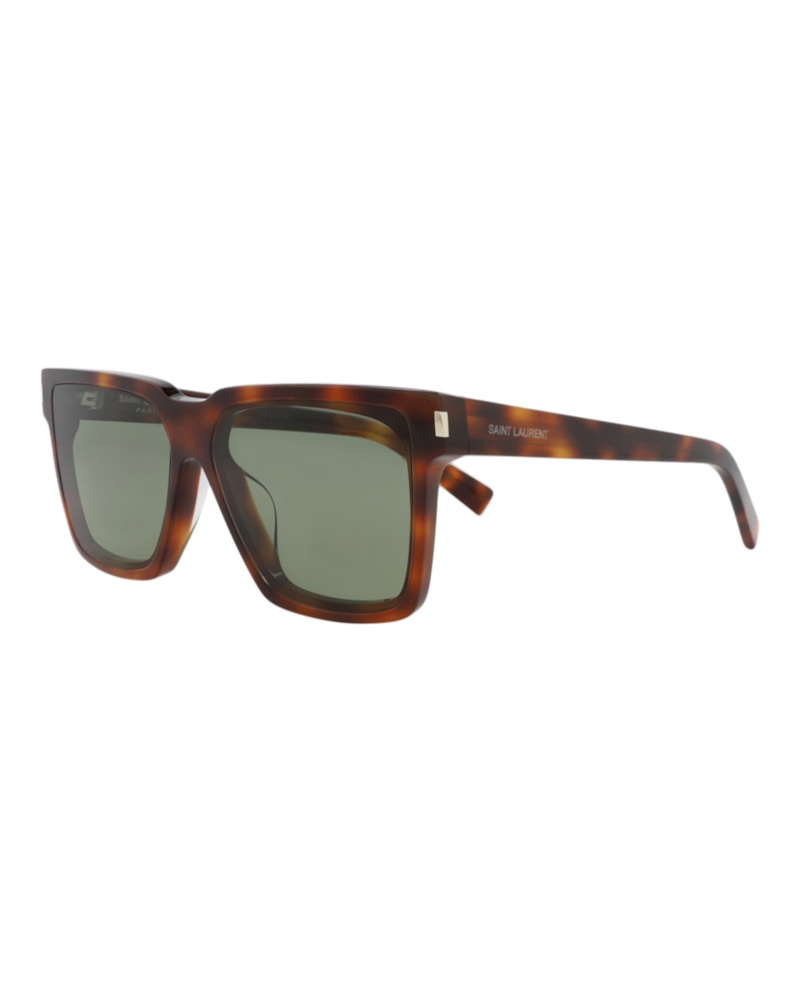 Saint Laurent Square Rectangle Sunglasses Havana Havana Green (SL610F-30014627-003)