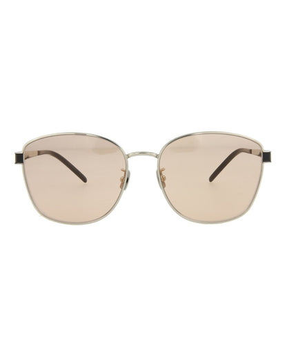 Saint Laurent Square Rectangle Sunglasses Silver/Silver/Pink (SLM67K-30009353-007)