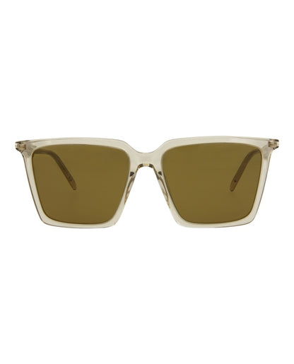 Saint Laurent Square Rectangle Sunglasses Yellow/Yellow/Brown (SL474-30011614-005)