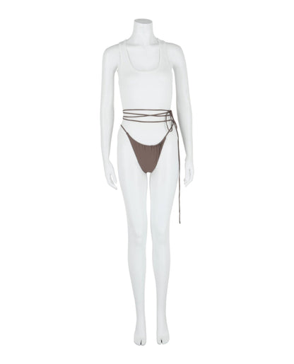 Saint Laurent Strappy Bikini Bottom Grey