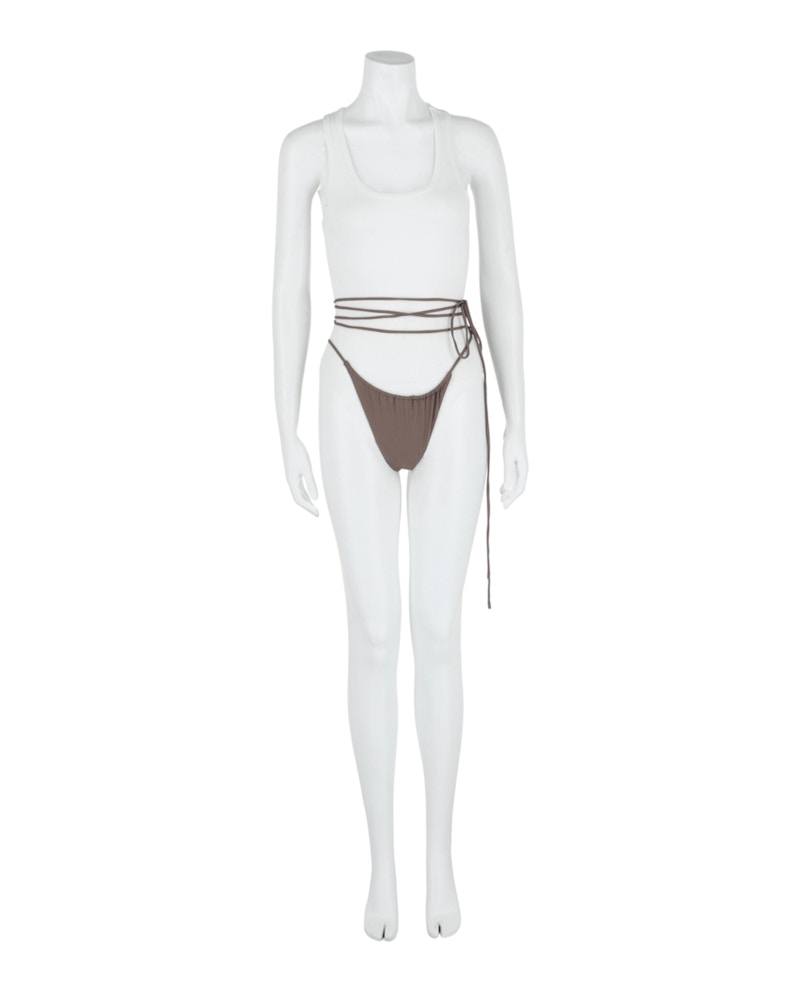 Saint Laurent Strappy Bikini Bottom Grey