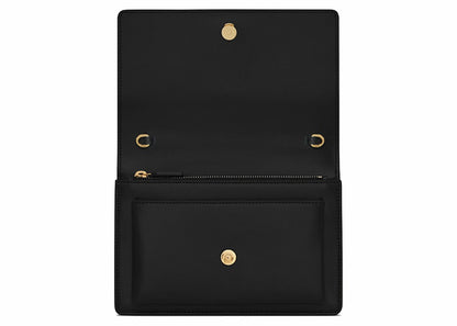 Saint Laurent Sunset Chain Wallet In Smooth Leather Noir