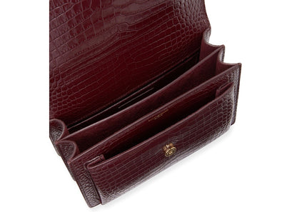 Saint Laurent Sunset Crocodile Embossed Medium Red