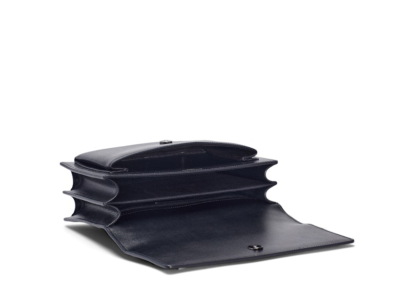 Saint Laurent Sunset Shoulder Bag Calfskin Black-tone Medium Black