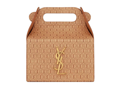 Saint Laurent Take-Away Box In Vegetable-Tanned Leather Dusty Vintage Brown Gold