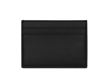 Saint Laurent Tiny Cassandre (5 Card Slot) Card Case Silver Logo Matte Black