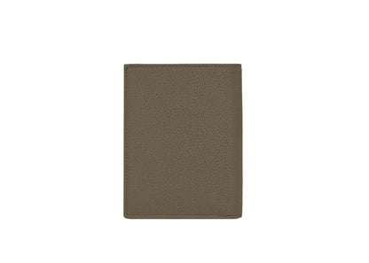Saint Laurent Tiny Cassandre Credit Card Wallet in Grained Leather Dark Khaki