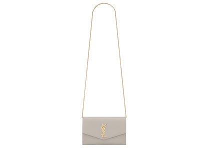 Saint Laurent Uptown Chain Wallet Grain De Poudre Blanc Vintage