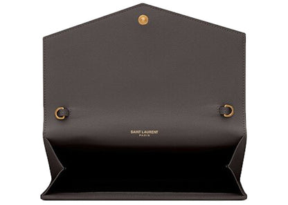 Saint Laurent Uptown Chain Wallet Grain De Poudre Pebble