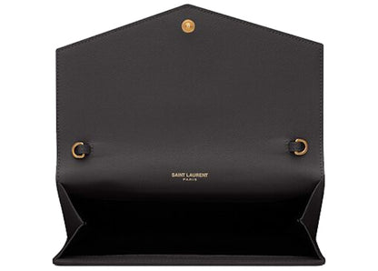 Saint Laurent Uptown Chain Wallet Grain De Poudre Storm