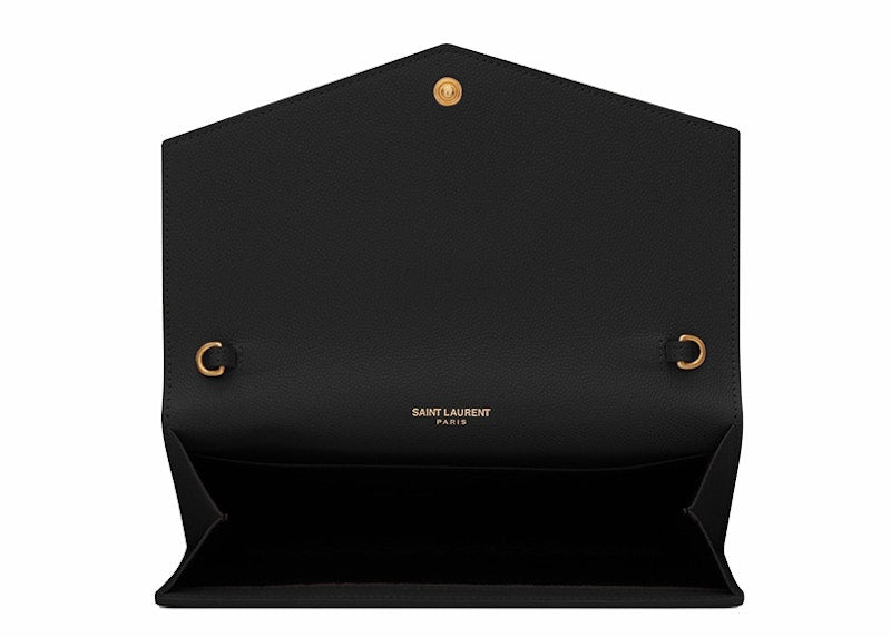 Saint Laurent Uptown Chain Wallet Grain de Poudre Black