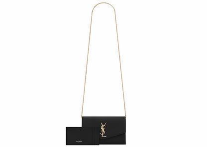 Saint Laurent Uptown Chain Wallet Grain de Poudre Black