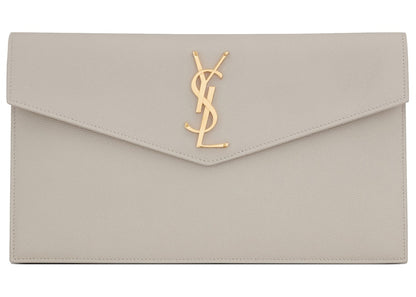 Saint Laurent Uptown Pouch Grain de Poudre Embossed Blanc Vintage