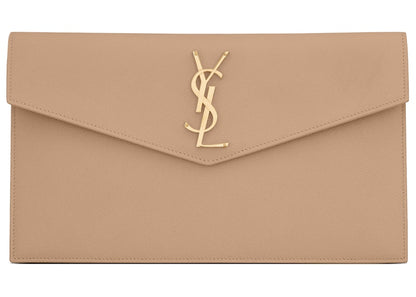 Saint Laurent Uptown Pouch Grain de Poudre Embossed Dark Beige