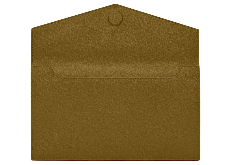 Saint Laurent Uptown Pouch Grain de Poudre Embossed Olive Green