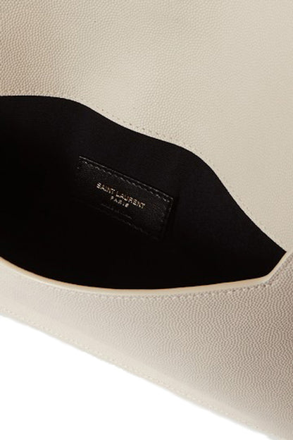 Saint Laurent Uptown Pouch Grain de Poudre White