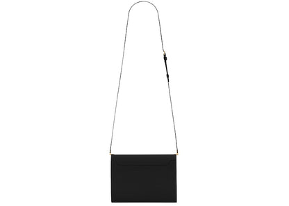 Saint Laurent Uptown Strap Bag Grain de Poudre Embossed Leather Mini Black