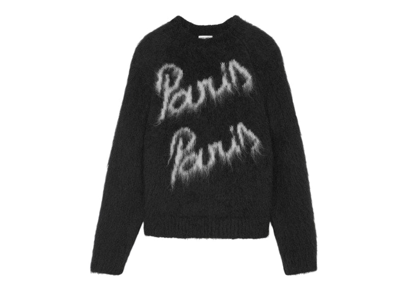 Saint Laurent Women's Paris Mohair Knit Sweater Black/Natural