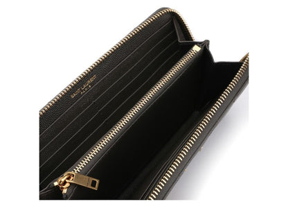 Saint Laurent Zip Around Wallet Large Monogram Grain De Poudre Pebble Grey