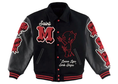 Saint Mxxxxxx Devil Varsity Jacket Black