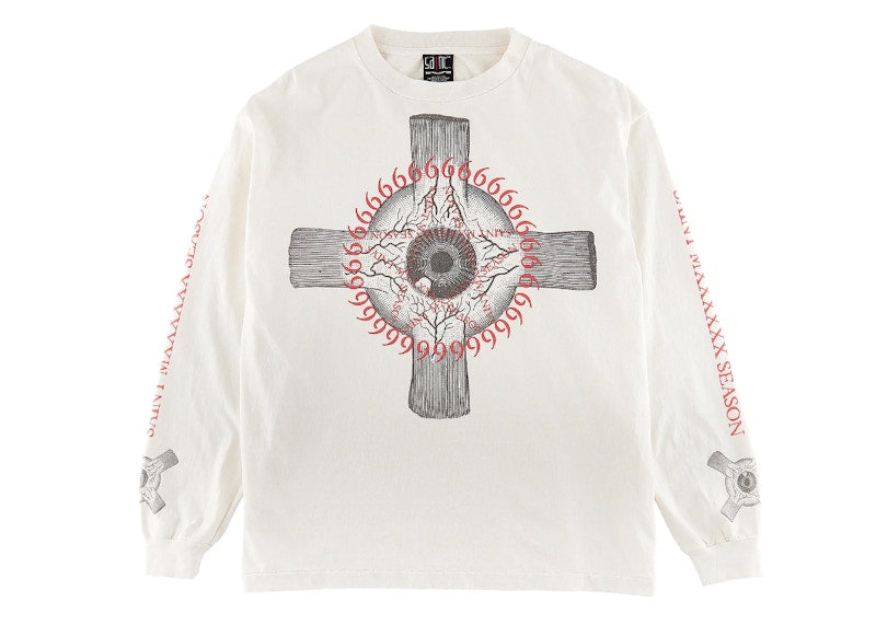 Saint Mxxxxxx Eye Ball L/S T-Shirt Vintage White