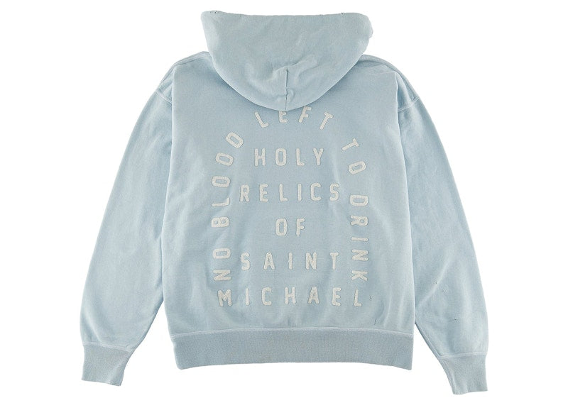 Saint Mxxxxxx Felt Hoodie Vintage Blue