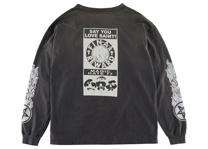 Saint Mxxxxxx Fire Baby L/S Tee Vintage Black