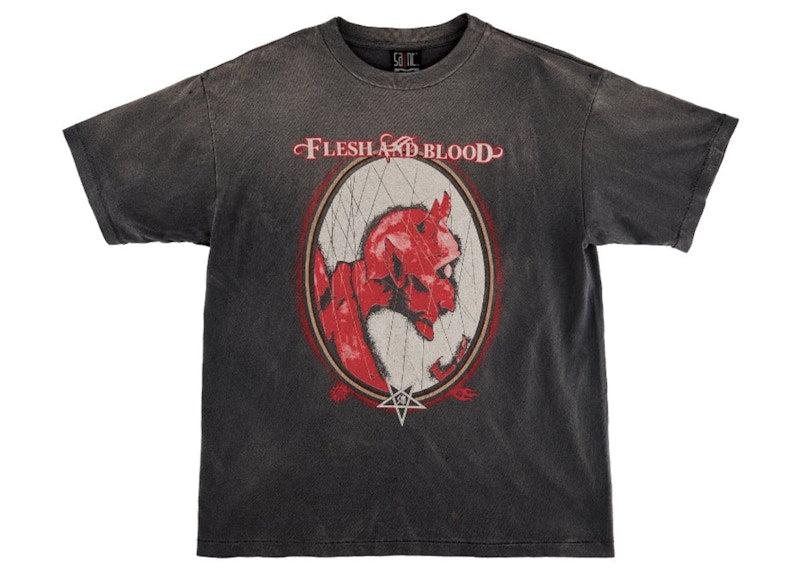 Saint Mxxxxxx Flesh and Blood Devil T-Shirt Vintage Black
